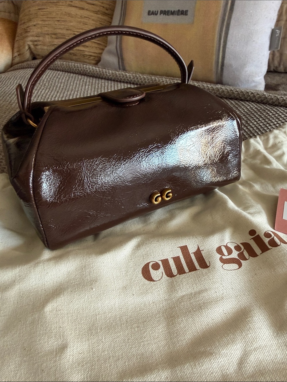 EUC, Ret. $505, Cult Gaia Fawn Leather Top Handle Bag | Worn Once | Callout - Picture 2 of 6